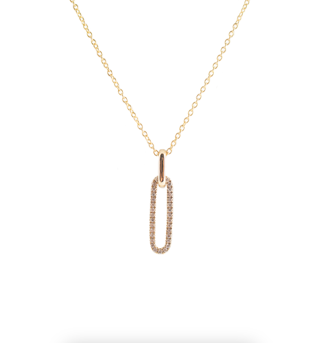 Diamond Paperclip Pendant Necklace