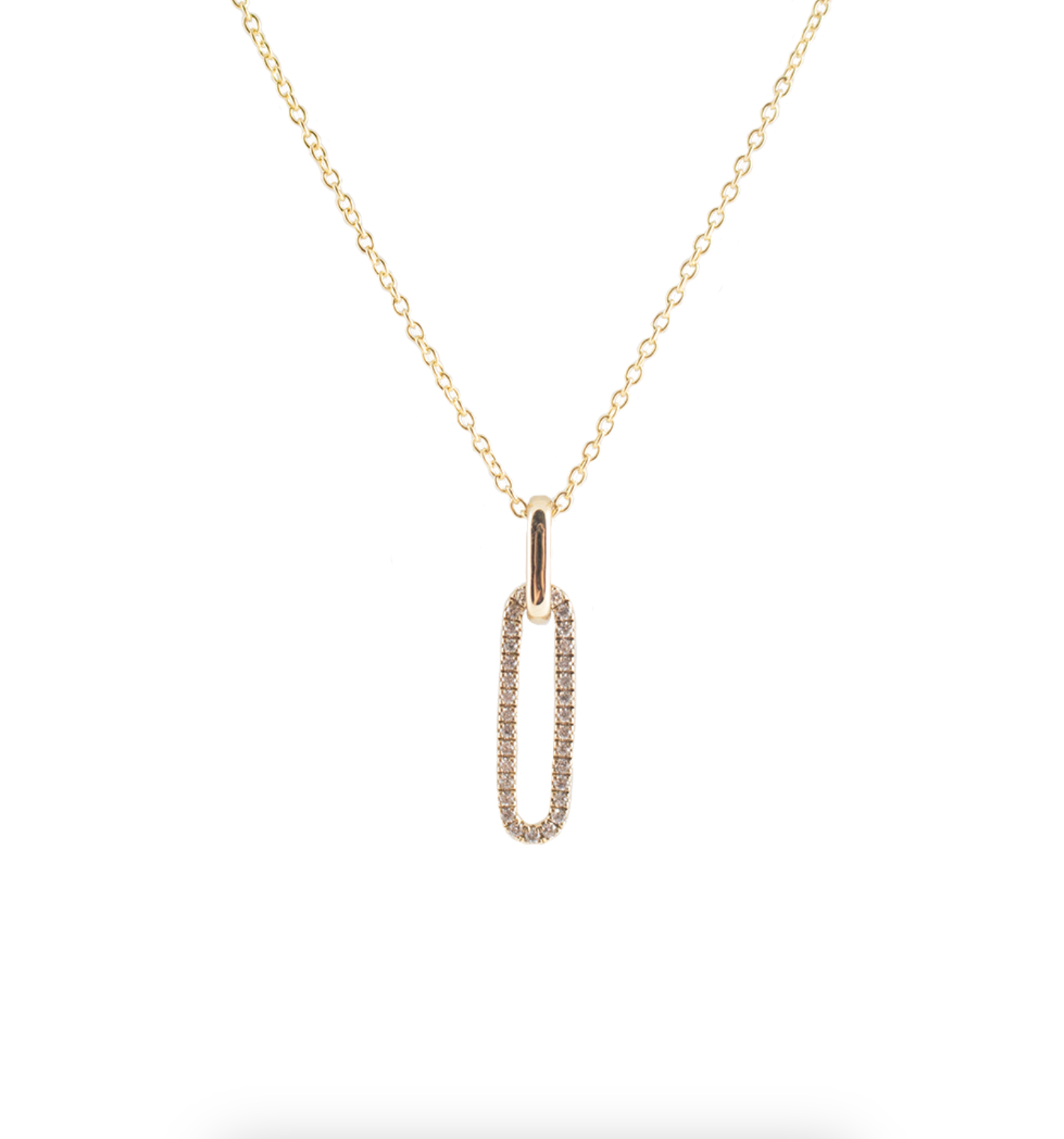 Diamond Paperclip Pendant Necklace