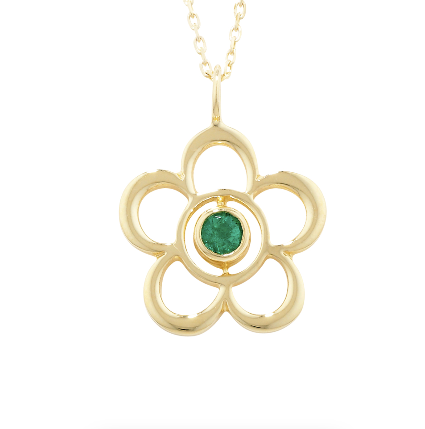 Emerald May Birthstone Flower Pendant