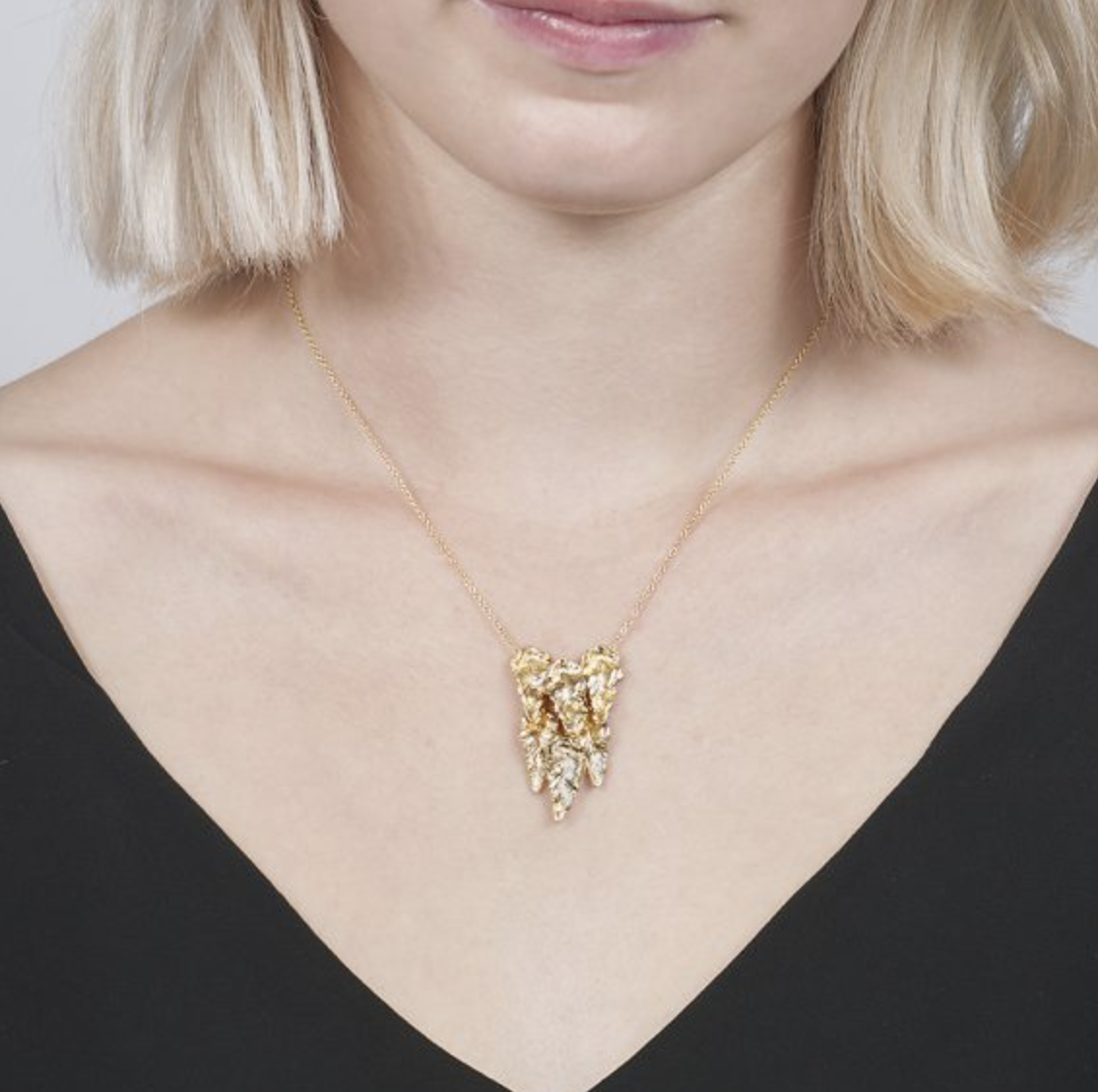 Layered Leaf Pendant Necklace
